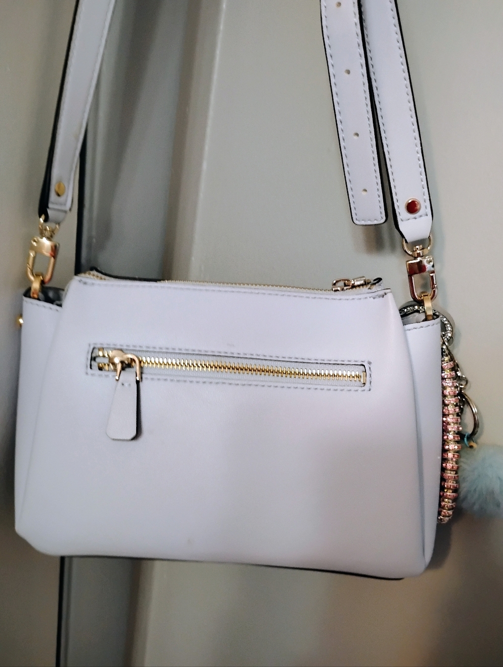 GUESS USA Iwona Triple Top Zip Crossbody Bag + Charms - Picture 4 of 4